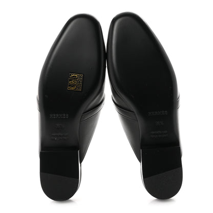 Hermes Fringed Calfskin Oz Mules 36.5 Black 6 of 10