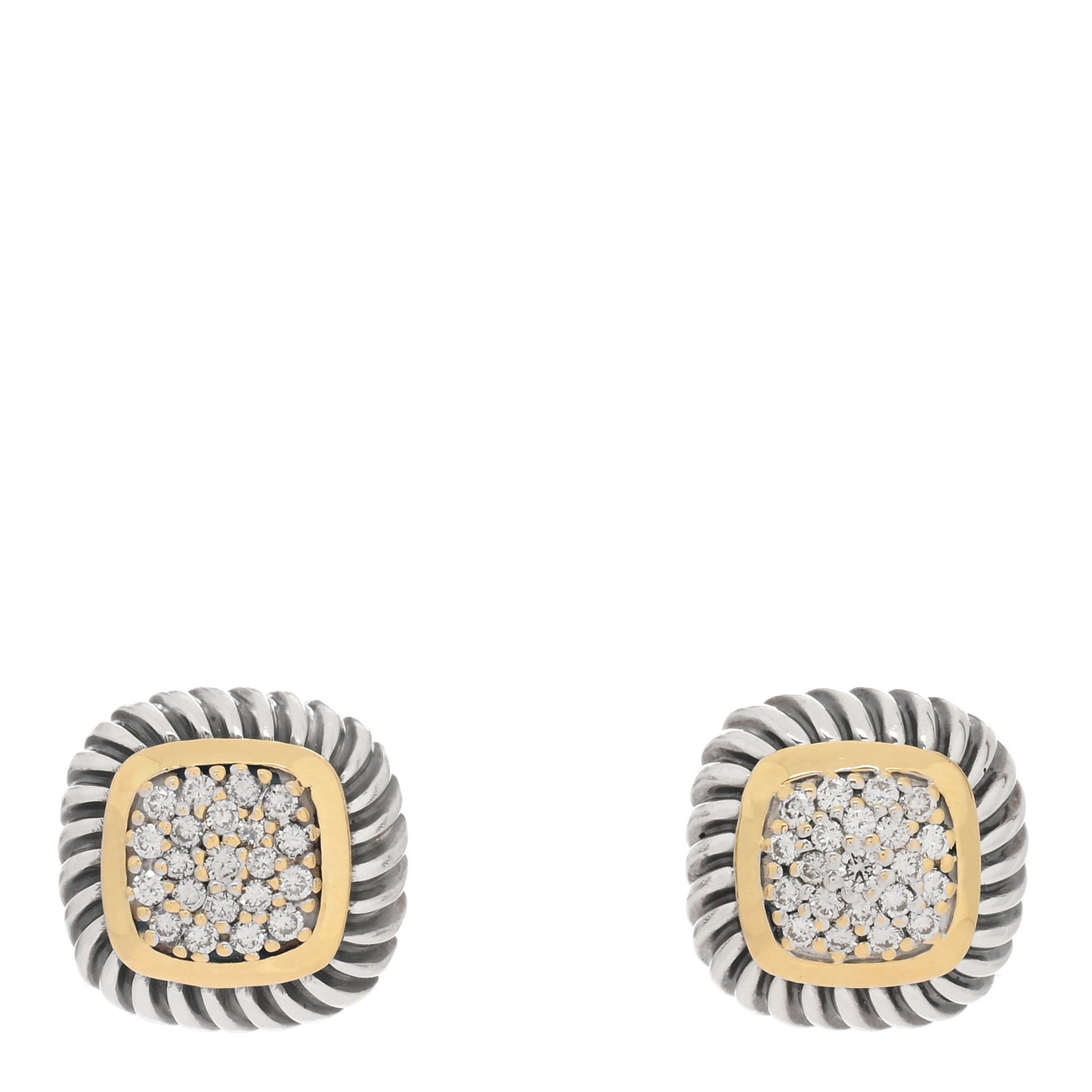Sterling Silver 18K Yellow Gold Diamond 7mm Albion Earrings