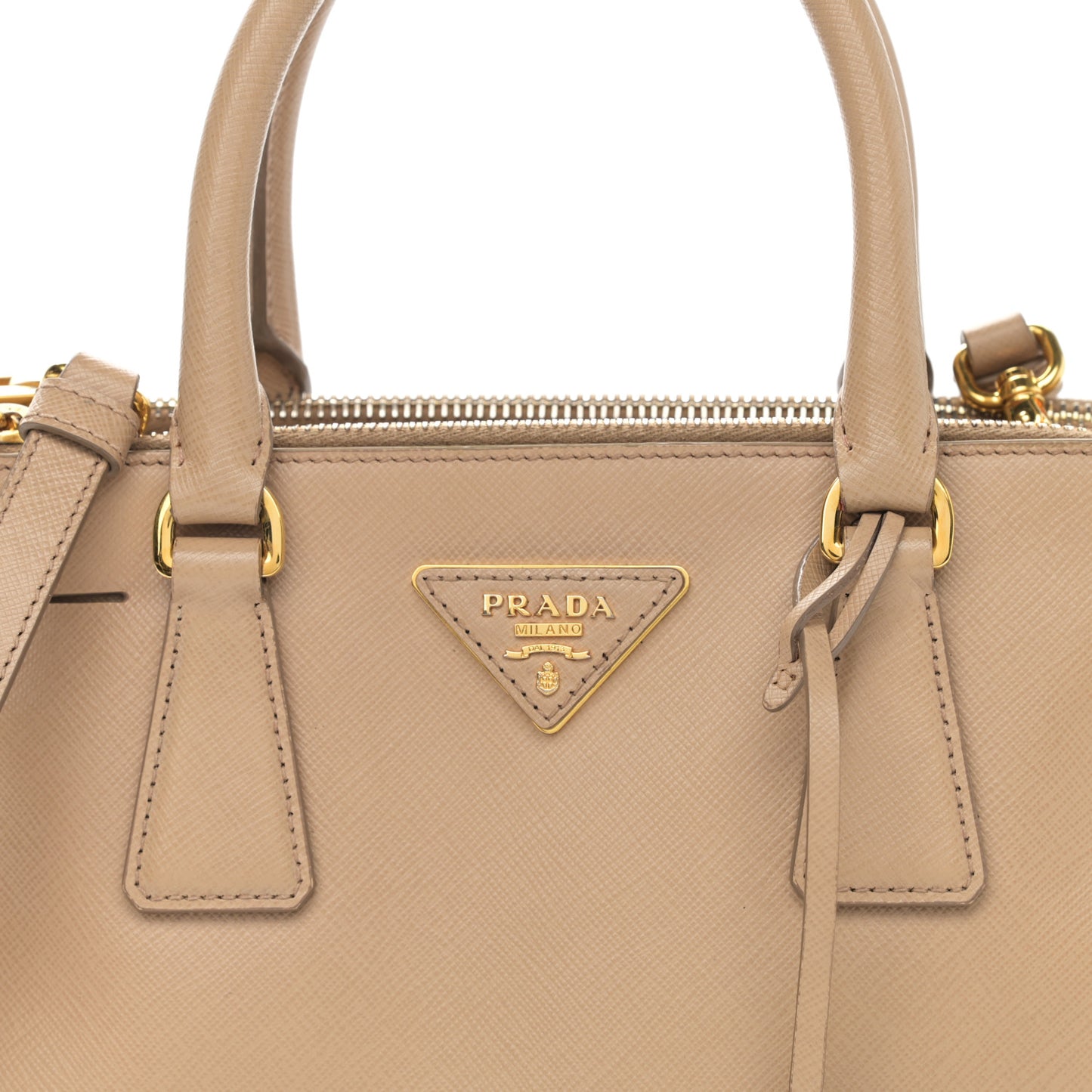 Saffiano Lux Mini Galleria Double Zip Tote Sabbia