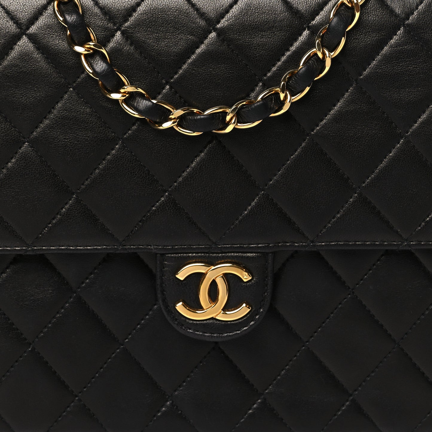 Lambskin Quilted Small Single Flap Black