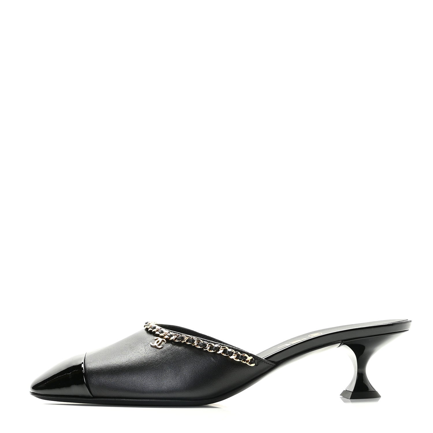 Chanel Lambskin Patent Chain CC Mules 39.5 Black 1 of 11