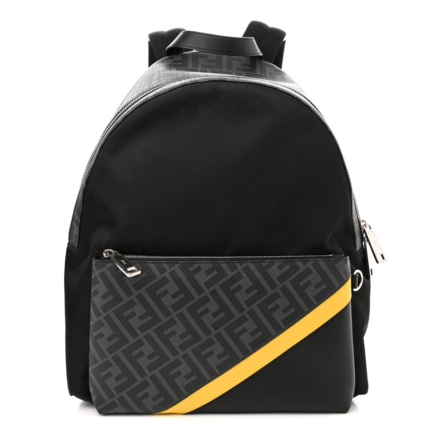 Glazed Fabric Nylon FF 1974 Diagonal Pouch Pocket Backpack Black Sunflower