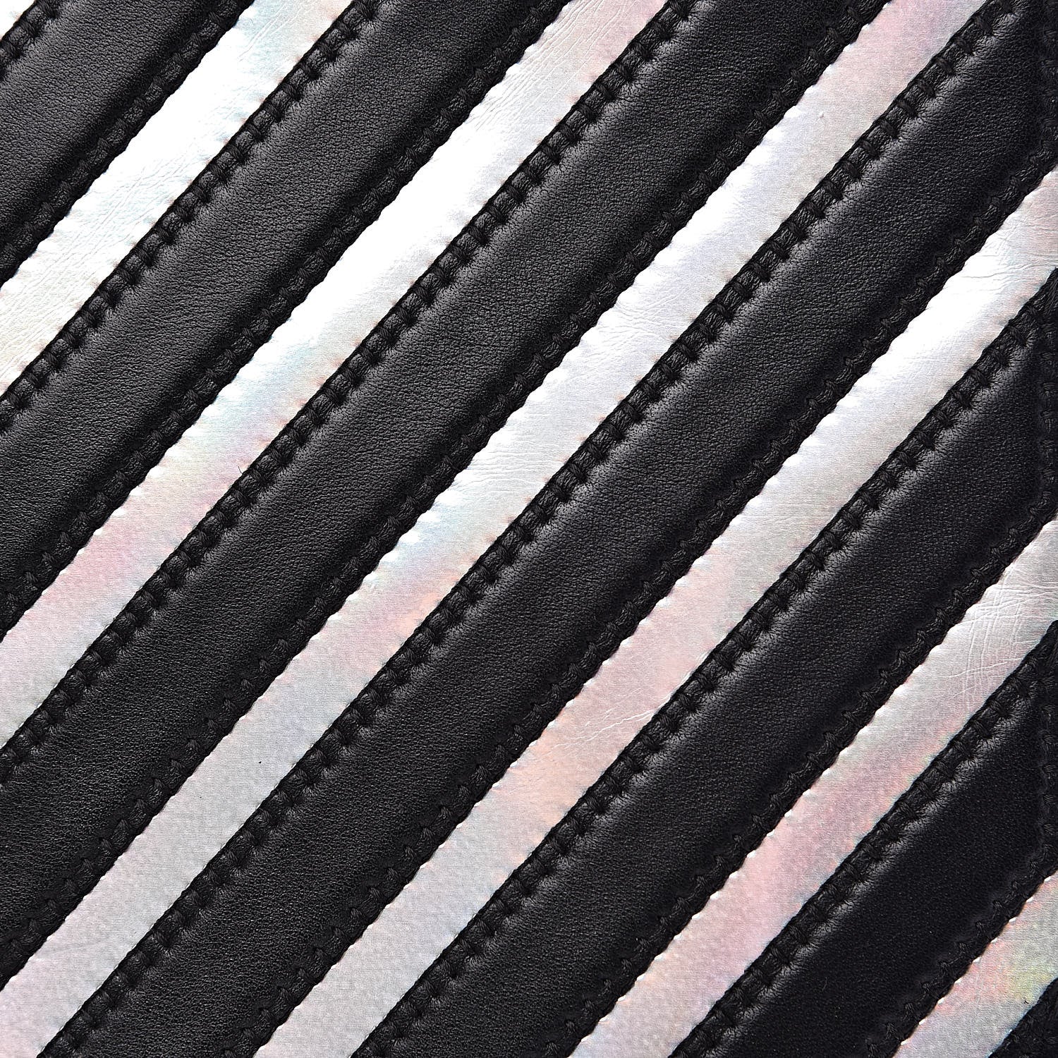 Chanel Lambskin Metallic Chevron Zip Pouch Black Silver 8 of 9