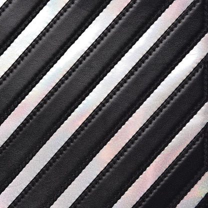 Chanel Lambskin Metallic Chevron Zip Pouch Black Silver 8 of 9
