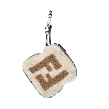 Fendi Shearling Toast Bag Charm White 1 of 2
