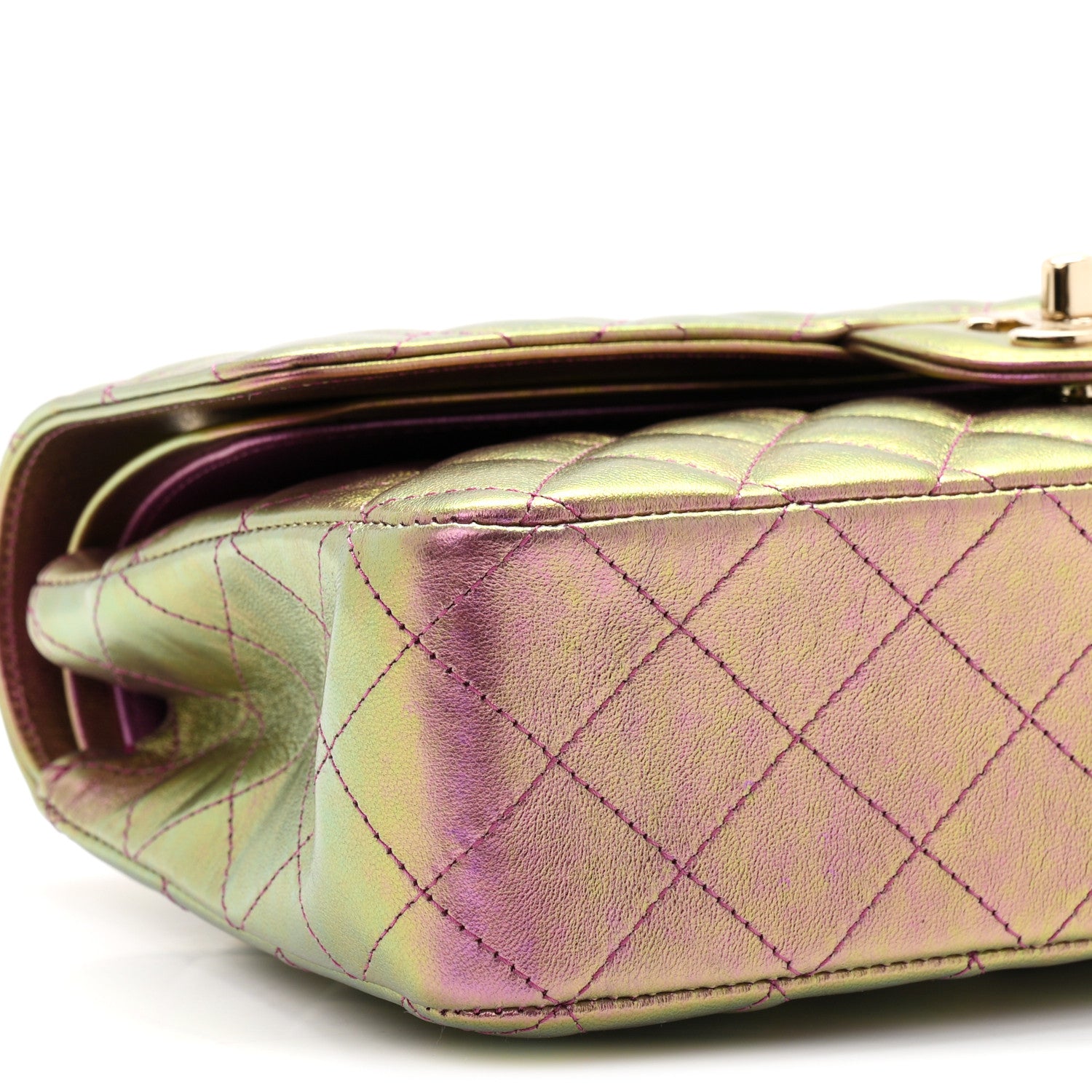 Chanel Iridescent Lambskin Quilted Medium Double Flap Purple 9 of 10