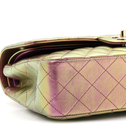 Chanel Iridescent Lambskin Quilted Medium Double Flap Purple 9 of 10