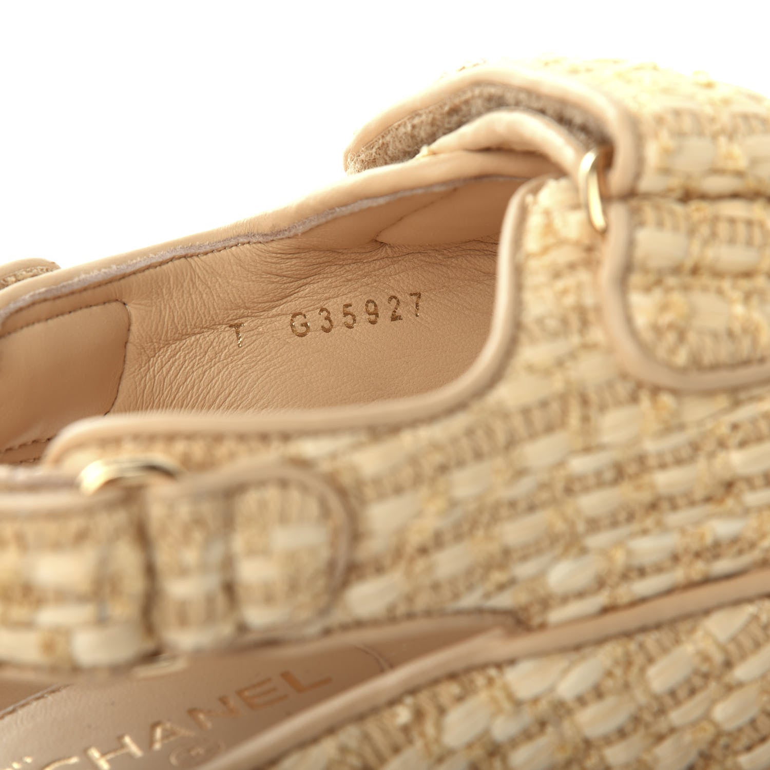 Chanel Braided Fabric Velcro Dad Sandals 37 Beige 10 of 11