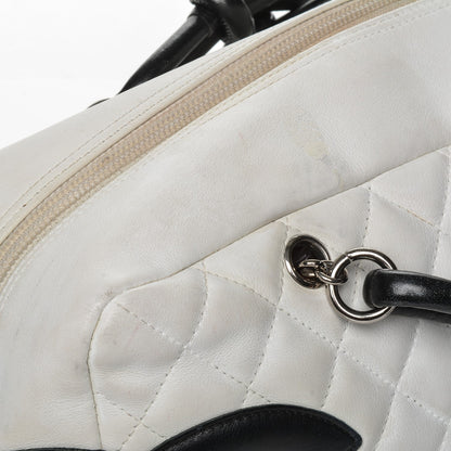 Chanel Calfskin Quilted Large Cambon Bowler White Black 8 of 19