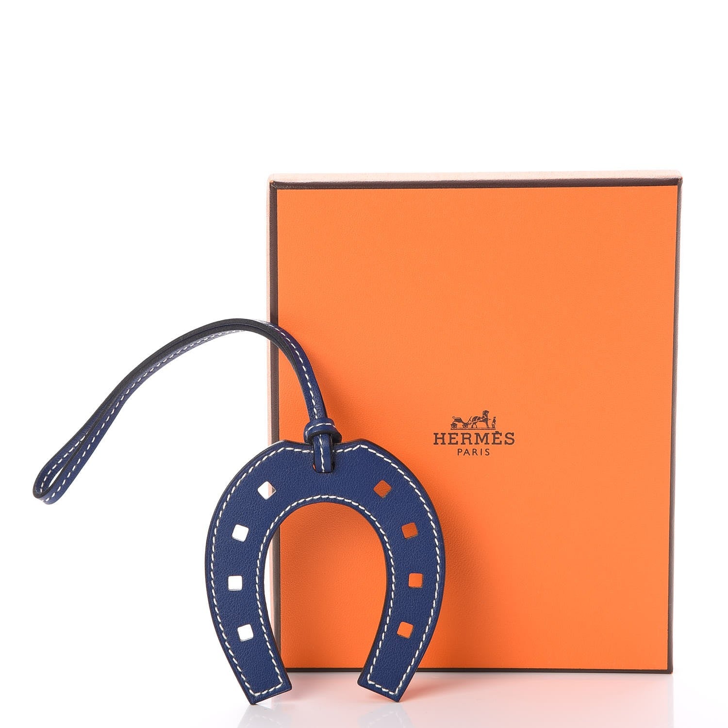 Hermes Swift Paddock Horseshoe Bag Charm Bleu Saphir 4 of 4