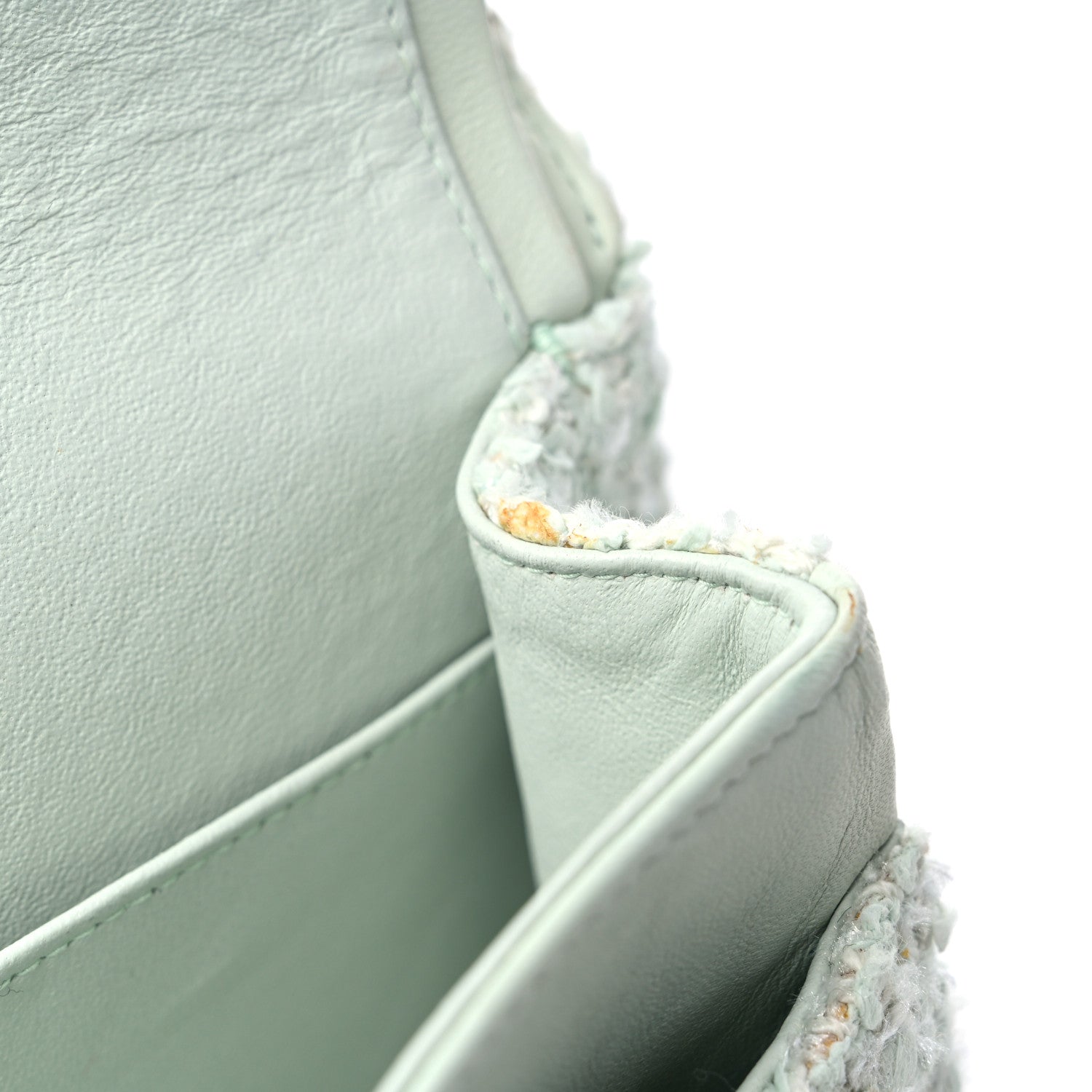 Chanel Tweed Quilted Medium Double Flap Light Turquoise 10 of 15