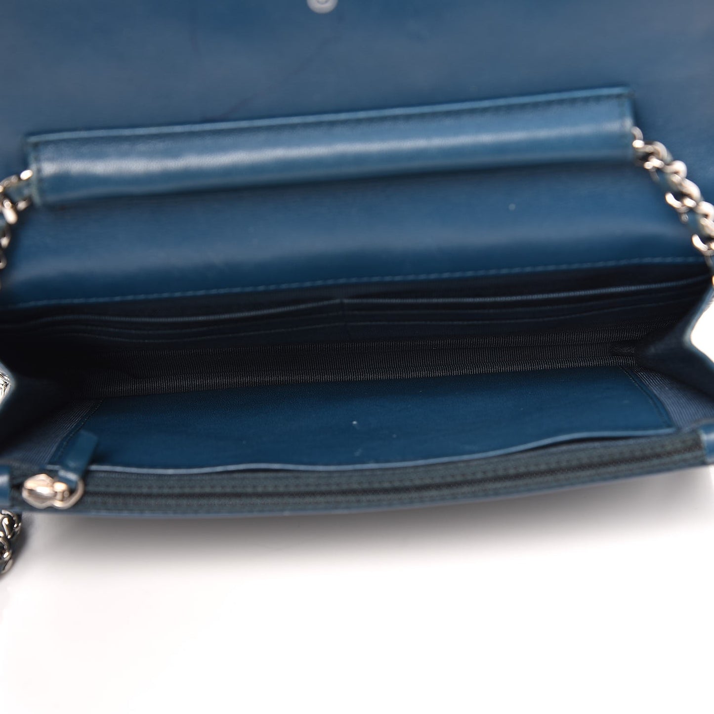 Patent Quilted Wallet On Chain WOC Blue