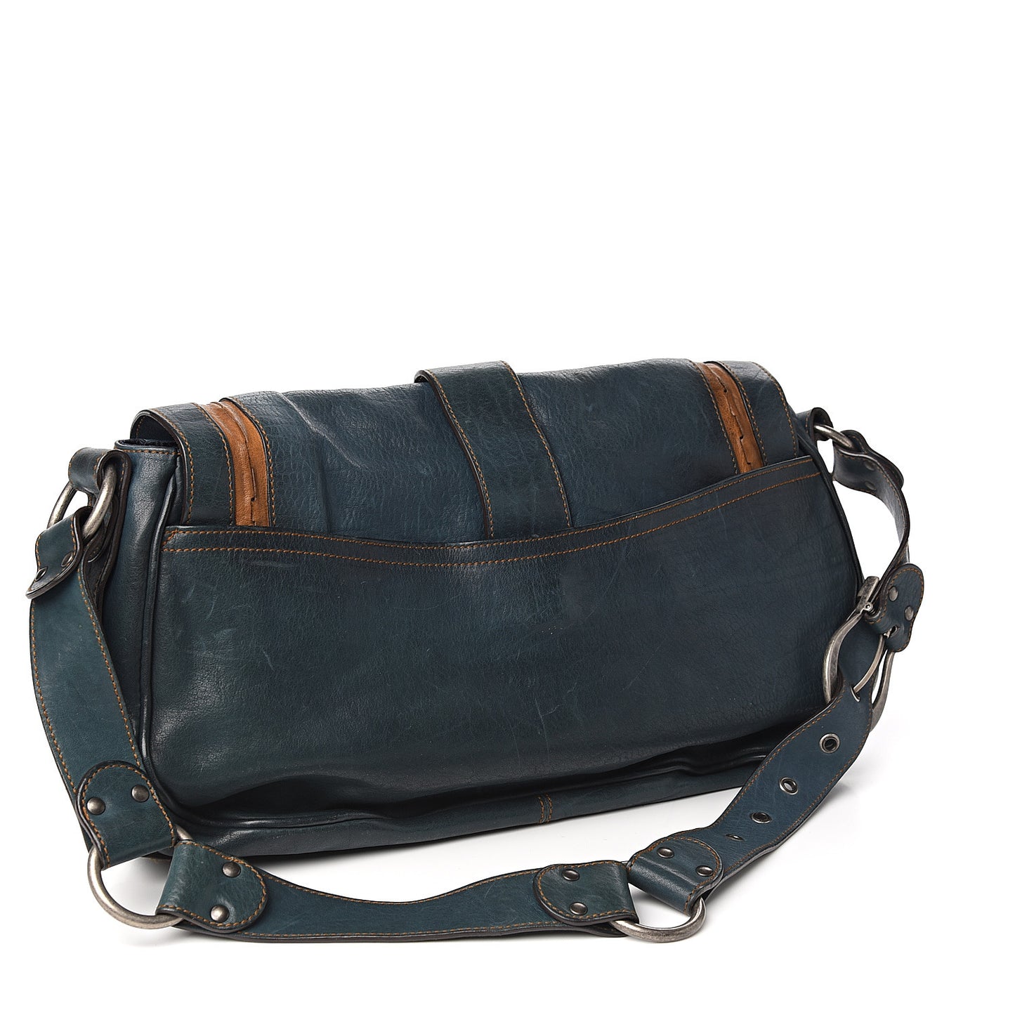 Calfskin Medium Gaucho Double Saddle Bag Dark Blue