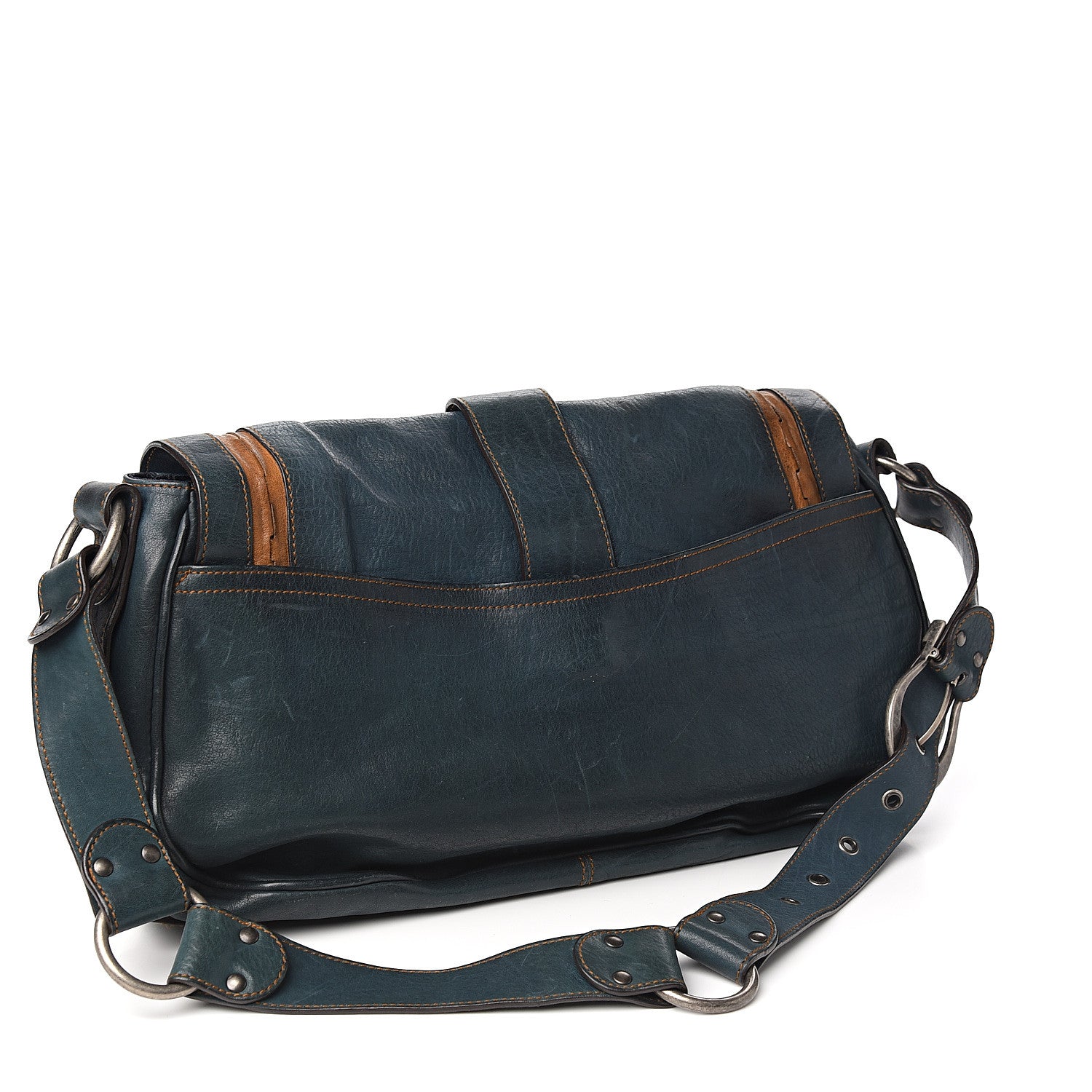 Christian Dior Calfskin Medium Gaucho Double Saddle Bag Dark Blue 2 of 12
