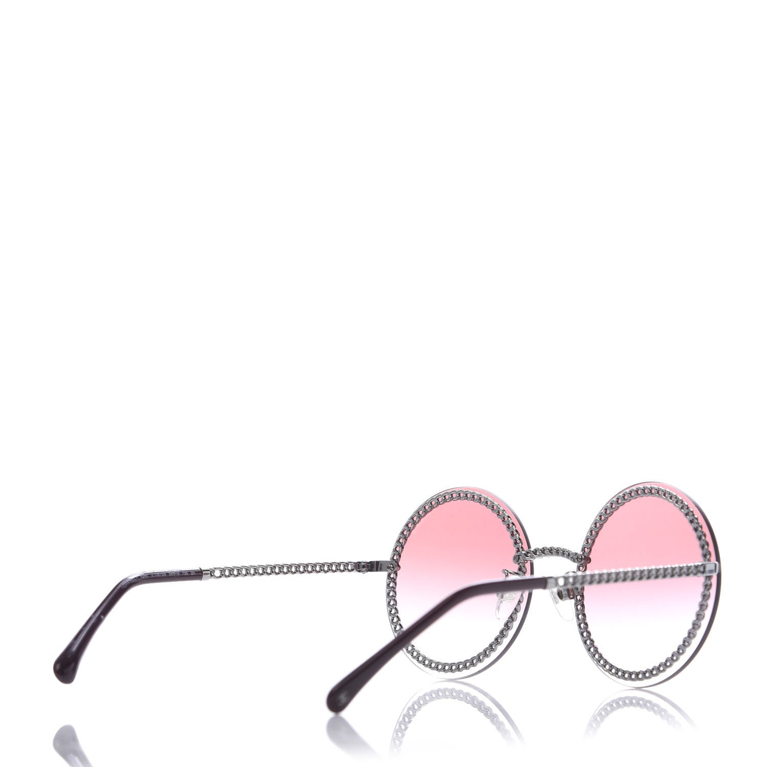 Chanel Round Removable Triple Hanging Chain Sunglasses 4245 Pink Silver 4 of 7