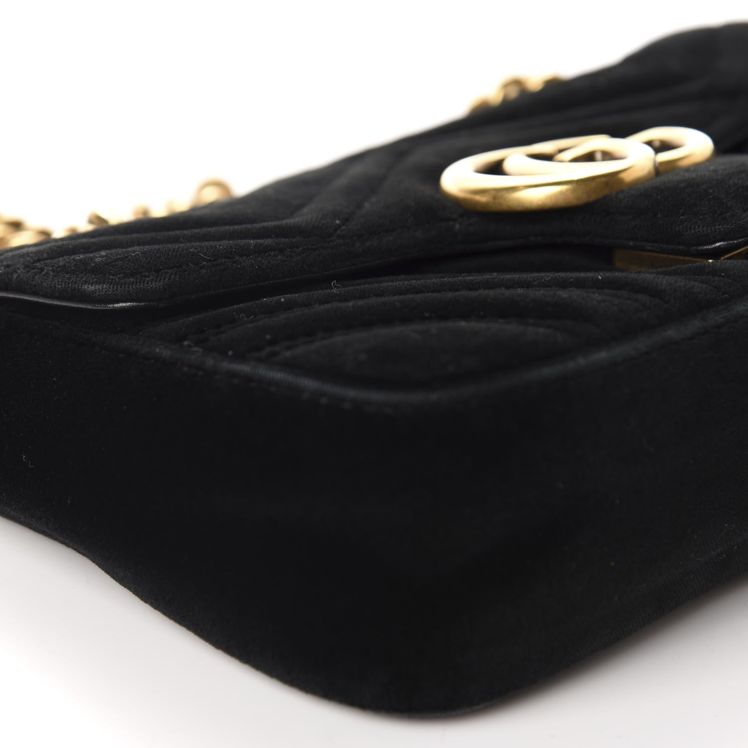 Gucci Velvet Matelasse Mini GG Marmont Shoulder Bag Black 6 of 11