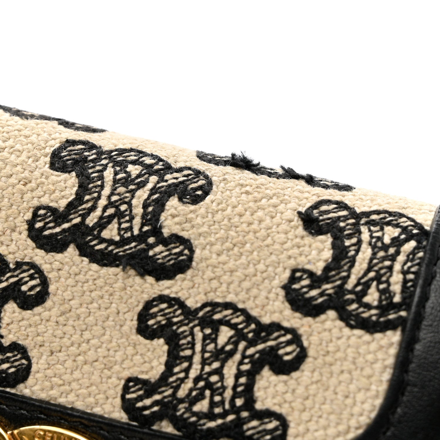 Celine Calfskin Triomphe Canvas Small Triomphe Wallet Black 9 of 9