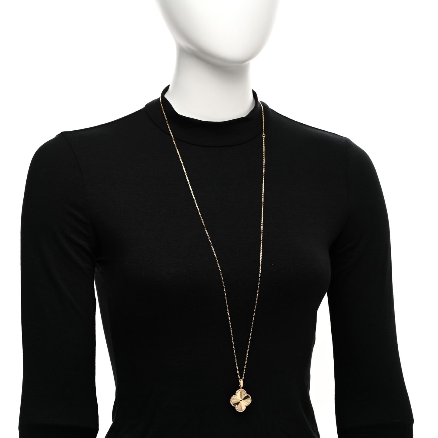 18K Yellow Gold Guilloche Magic Alhambra Long Necklace