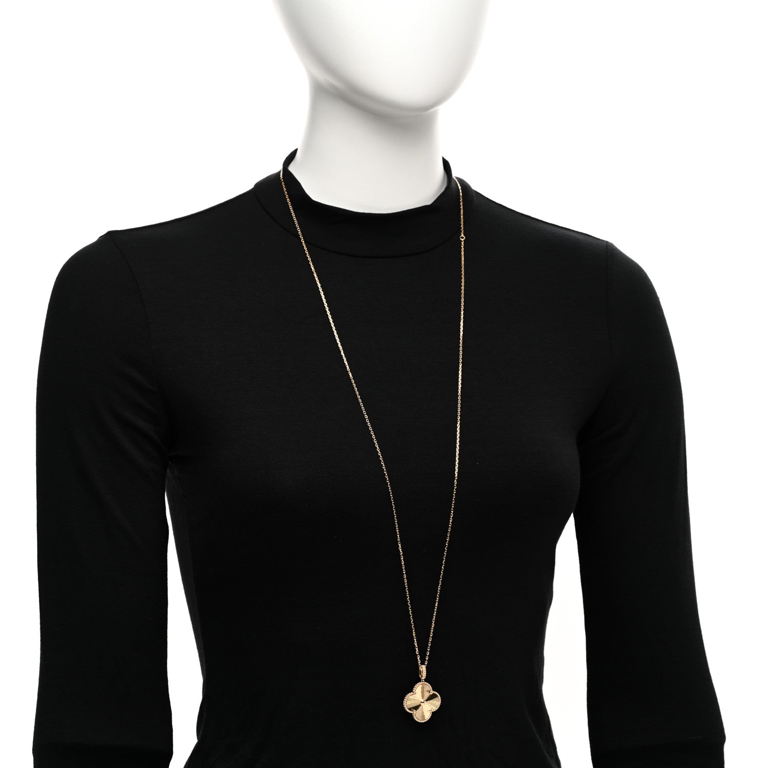 Van Cleef & Arpels 18K Yellow Gold Guilloche Magic Alhambra Long Necklace 2 of 5