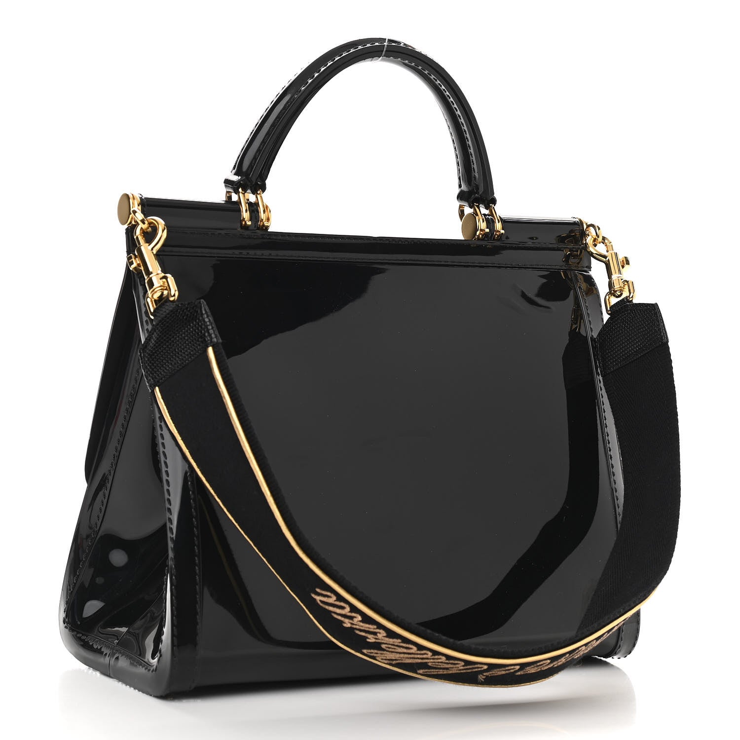 Dolce & Gabbana Rubber Miss Sicily L'Amore Satchel Black 3 of 8