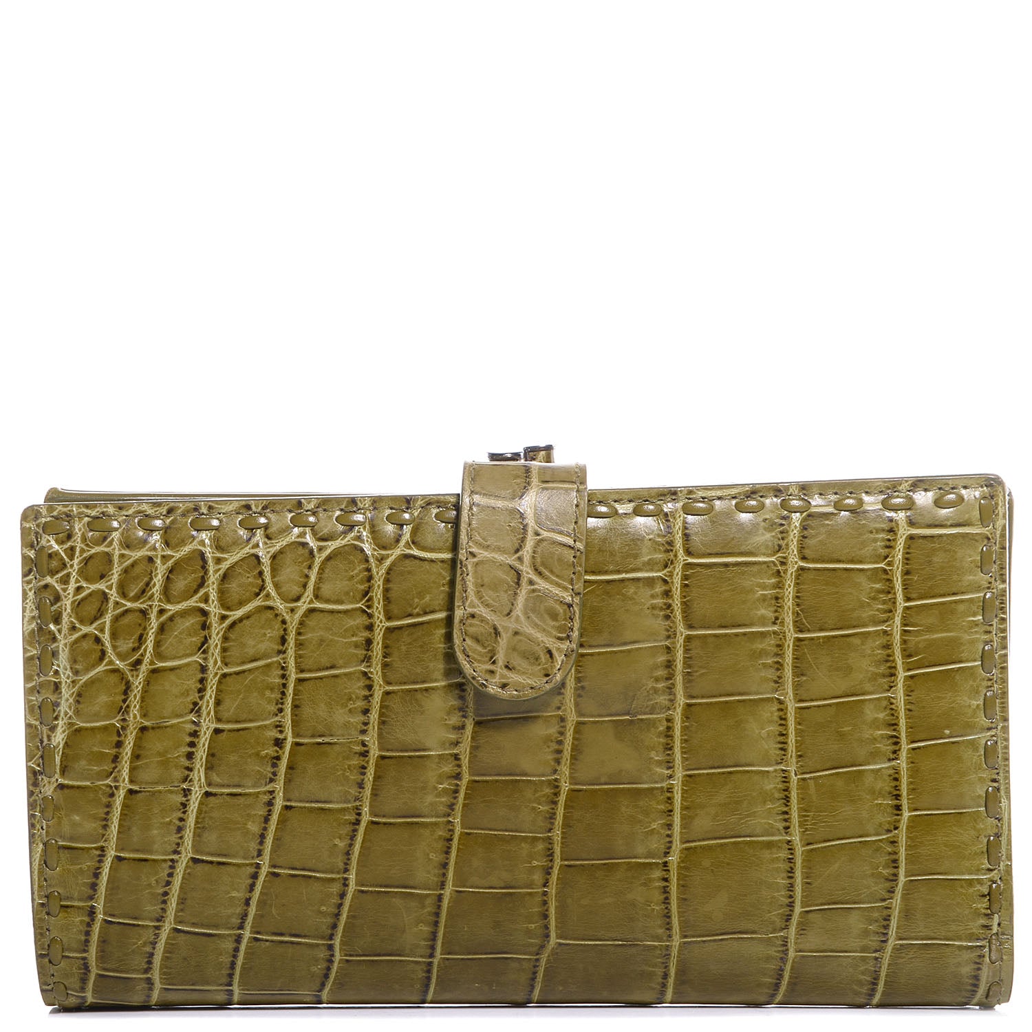 Bottega Veneta Crocodile Fume Continental Wallet 1 of 8
