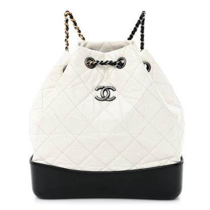 Chanel Aged Calfskin Quilted Small Gabrielle Backpack Black White 1 of 10