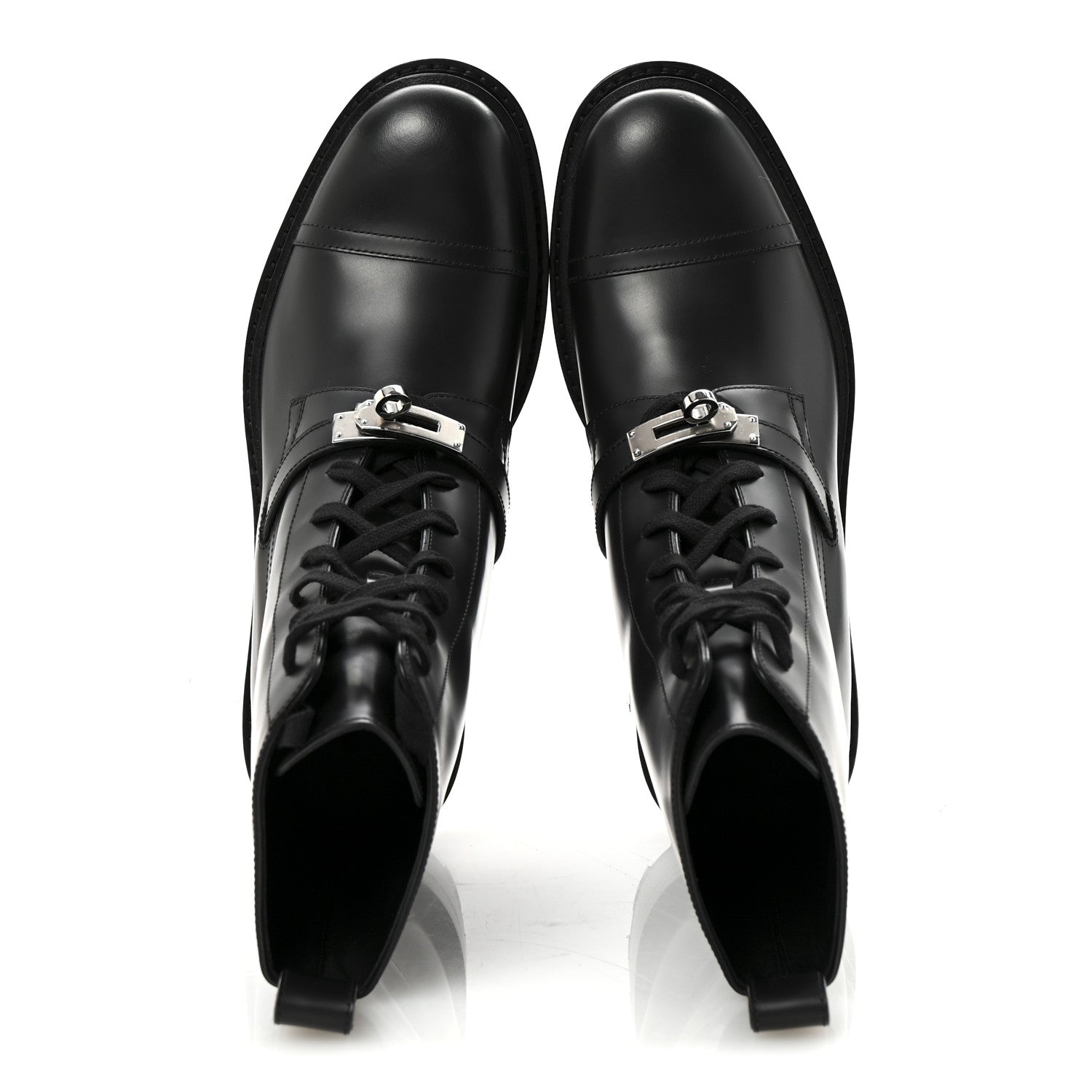 Hermes Glossed Calfskin Funk Ankle Boots 38.5 Black 2 of 9