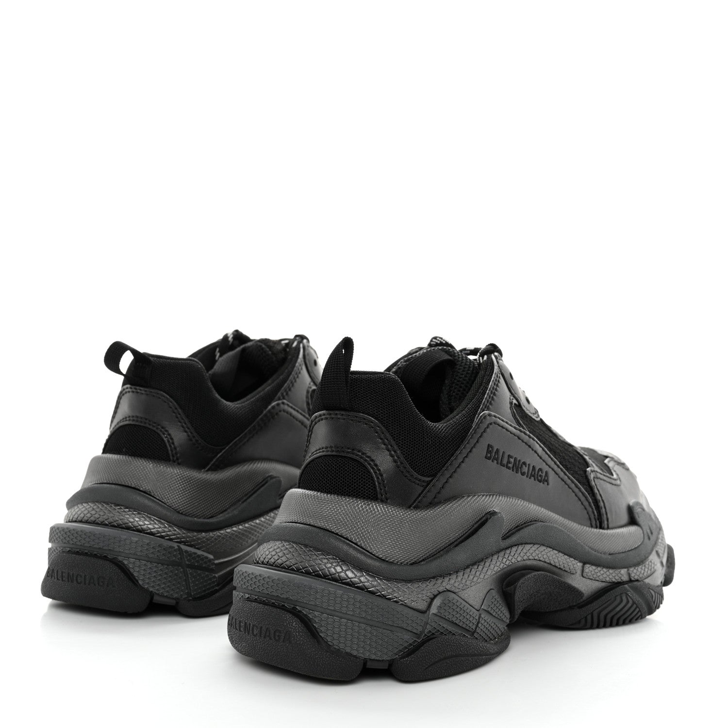 Balenciaga Fabric Mesh Womens Triple S Sneakers 38 Black 4 of 8