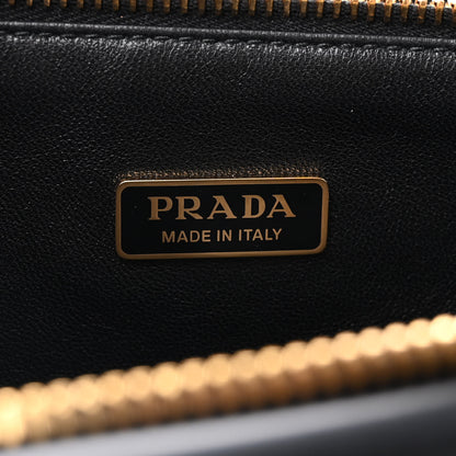 Prada Jacquard Calfskin Triangolo Symbole Embroidered Mini Triangle Double Bag Black Corda 7 of 11