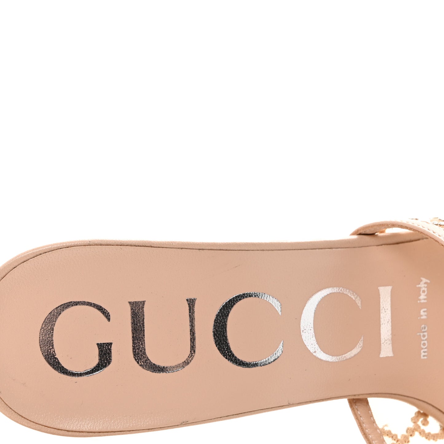 Tela Retino Kid Scamosciato Crystal GG Monogram Square Demi Mule Sandals 37 Light Pink