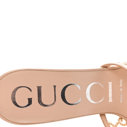 Gucci Tela Retino Kid Scamosciato Crystal GG Monogram Square Demi Mule Sandals 37 Light Pink 8 of 9