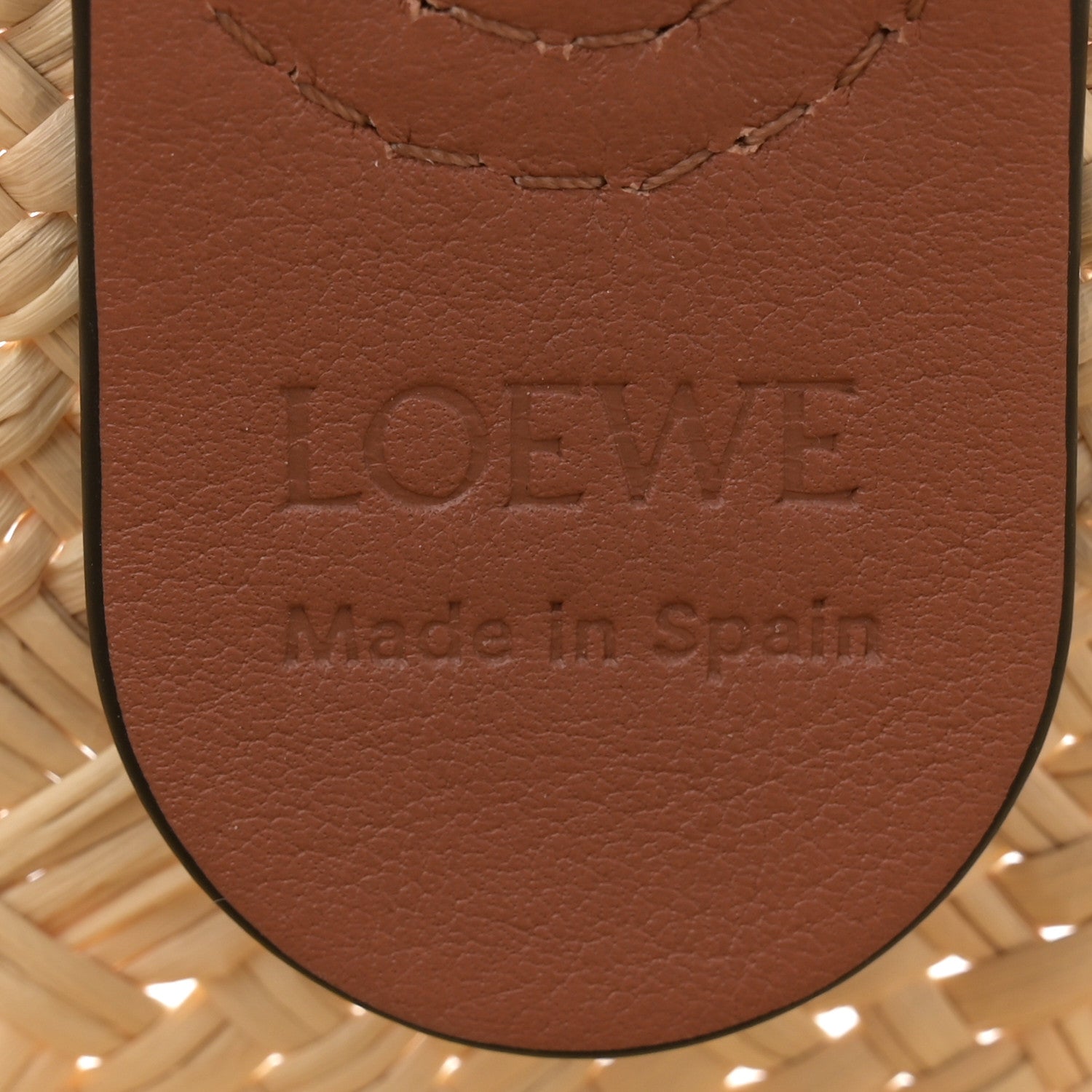 Loewe Calfskin Raffia Paulas Ibiza Small Anagram Basket Tote Bag Natural Tan 6 of 9