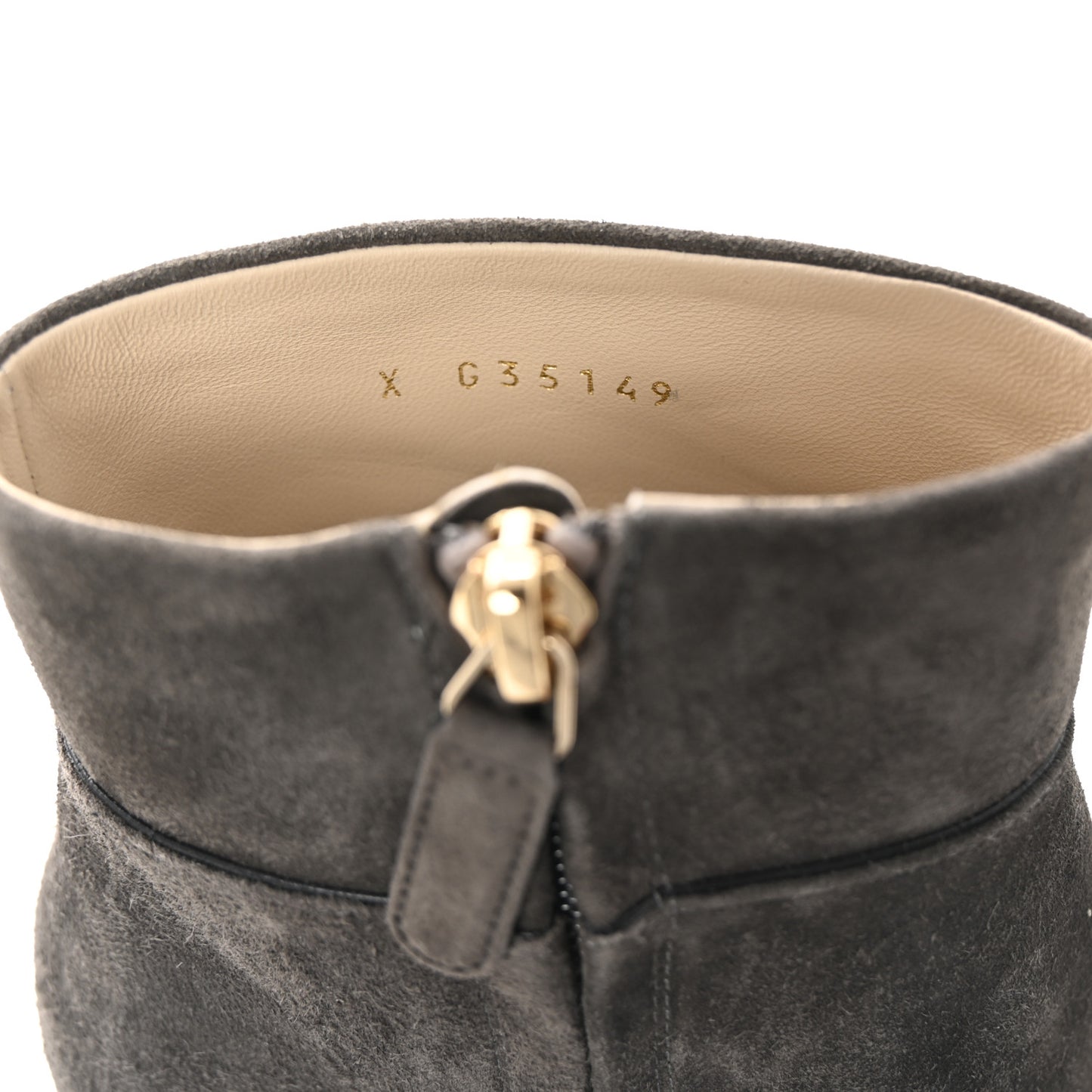 Suede Calfskin Satin Cap Toe Short Boots 38 Grey Black