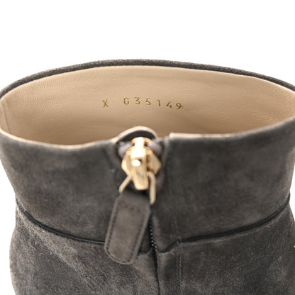 Chanel Suede Calfskin Satin Cap Toe Short Boots 38 Grey Black 9 of 10