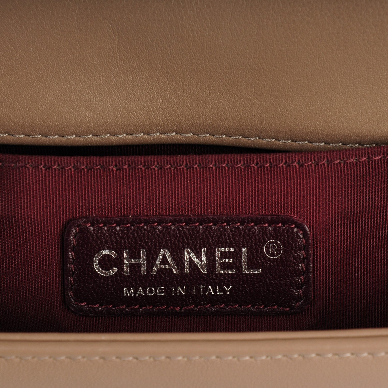 Chanel Calfskin Chevron Quilted Medium Boy Flap Taupe 6 of 7