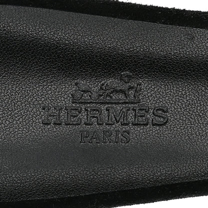 Hermes Suede Goatskin Oasis Sandals 38.5 Black 8 of 9