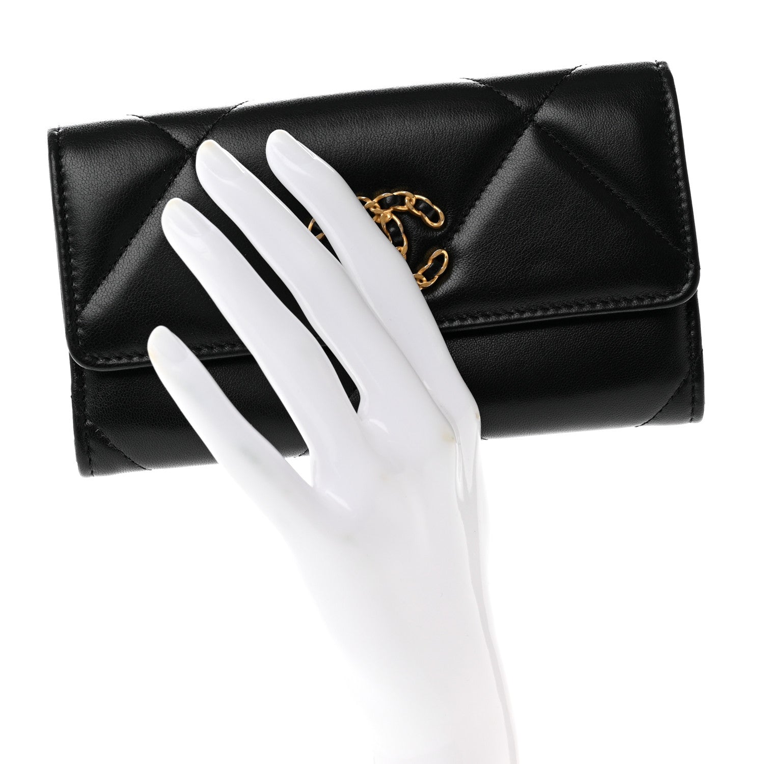 Chanel Lambskin Quilted Chanel 19 Flap Wallet Black 2 of 8