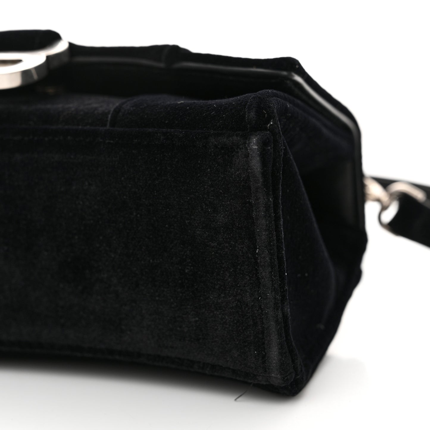 Velvet Jersey Hourglass Top Handle Bag XS Black