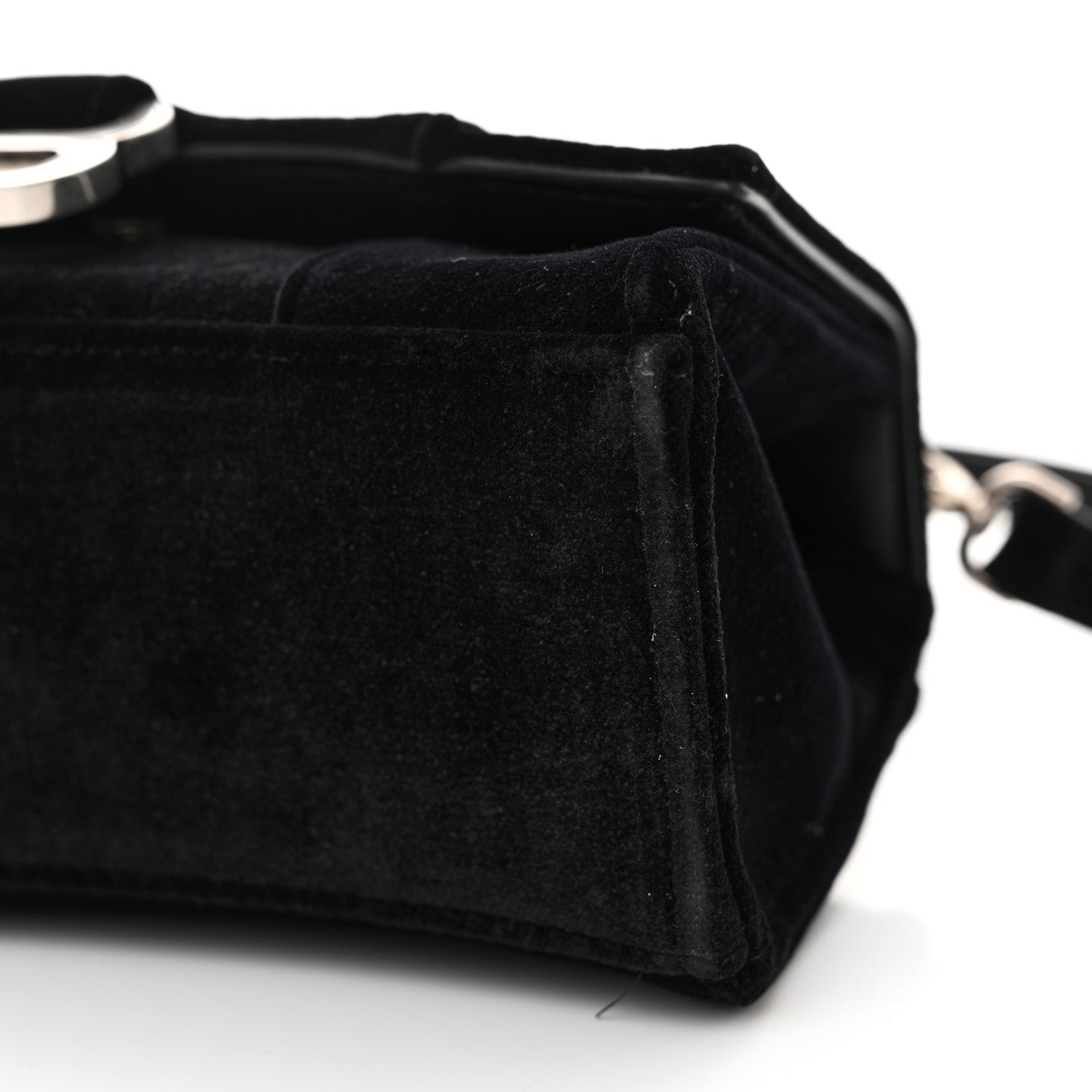 Balenciaga Velvet Jersey Hourglass Top Handle Bag XS Black 11 of 17