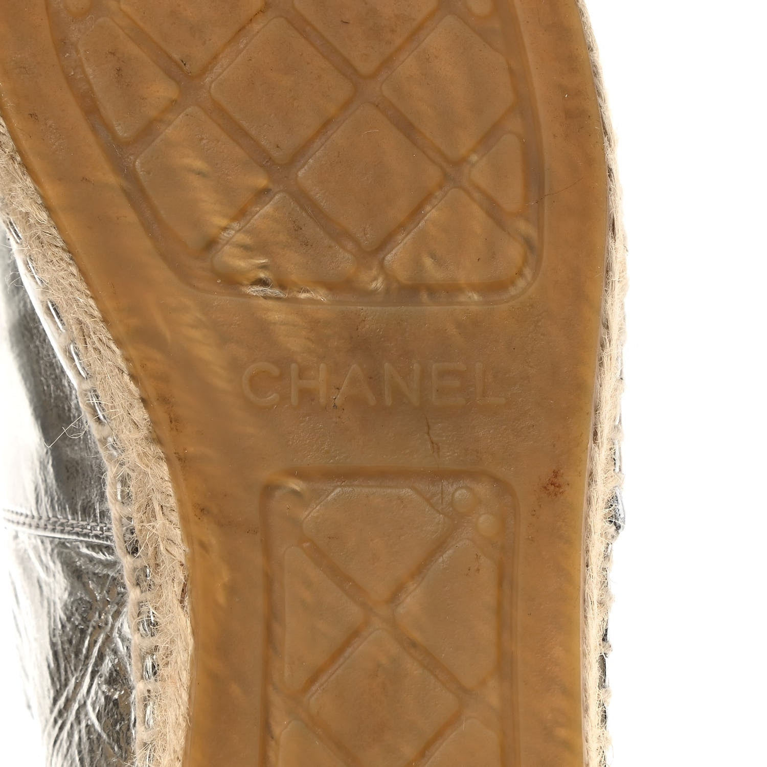 Chanel Laminated Goatskin CC Espadrilles 38 Silver 6 of 11