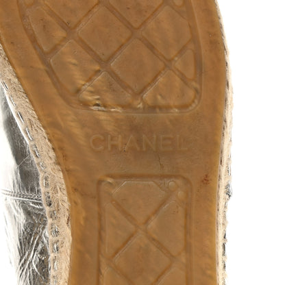 Chanel Laminated Goatskin CC Espadrilles 38 Silver 6 of 11