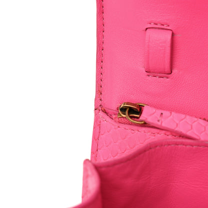 Celine Snakeskin Medium Classic Box Flap Pink 8 of 17