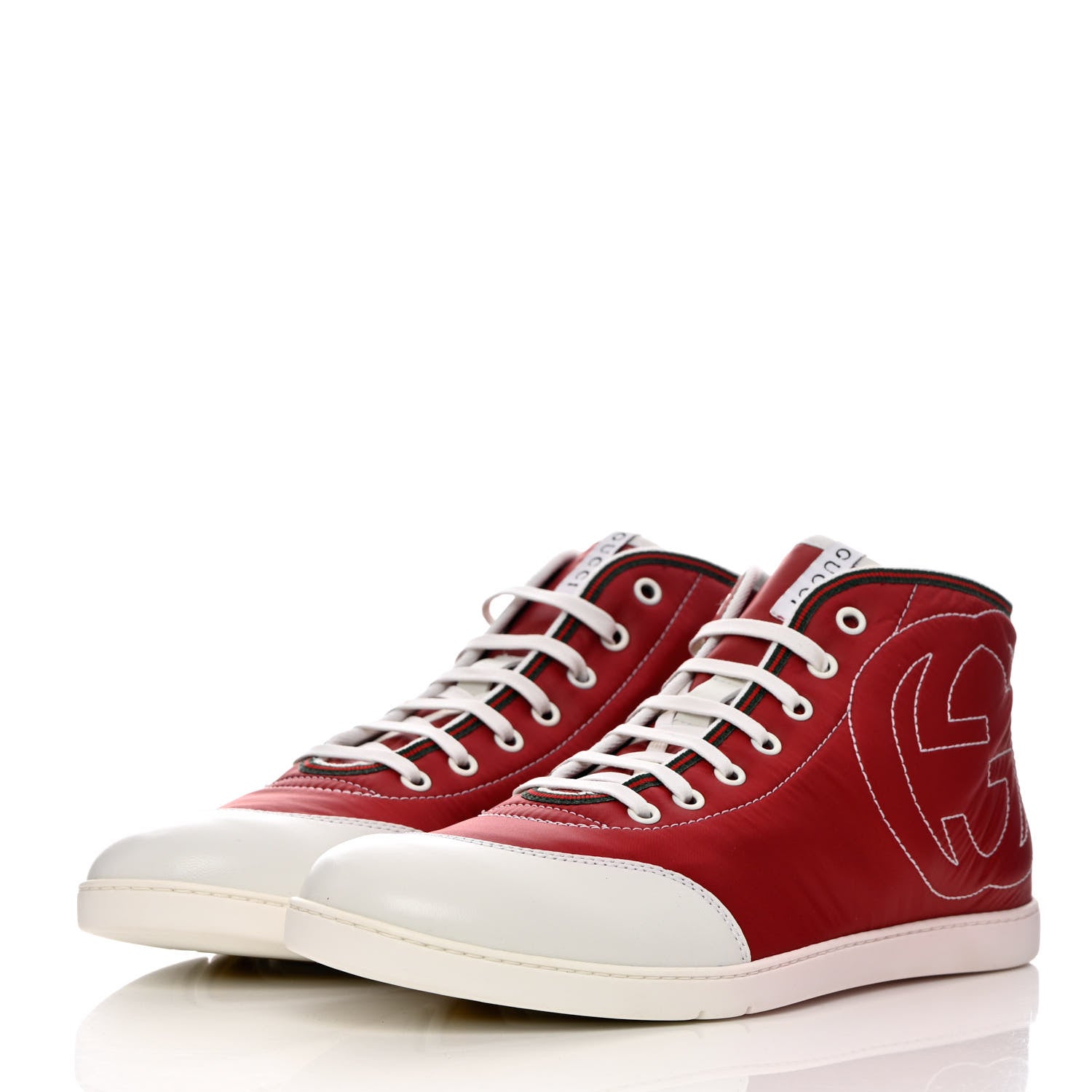 Gucci Nylon Calfskin Mens High Top Sneakers 8.5 Cerise 3 of 11