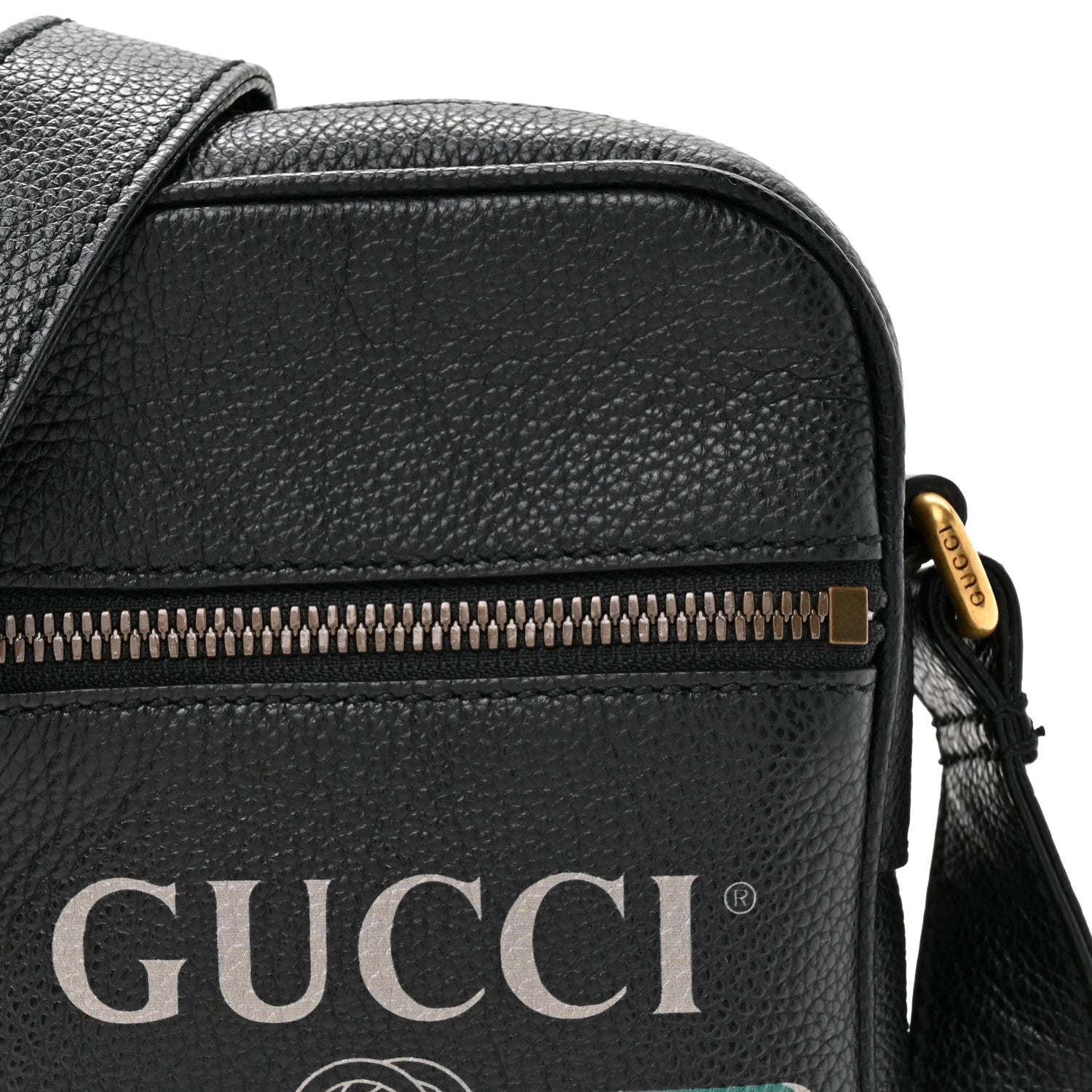 Gucci Grained Calfskin Mini Logo Messenger Bag Black 8 of 10