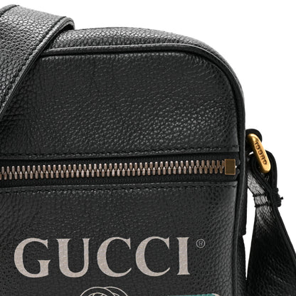 Gucci Grained Calfskin Mini Logo Messenger Bag Black 8 of 10