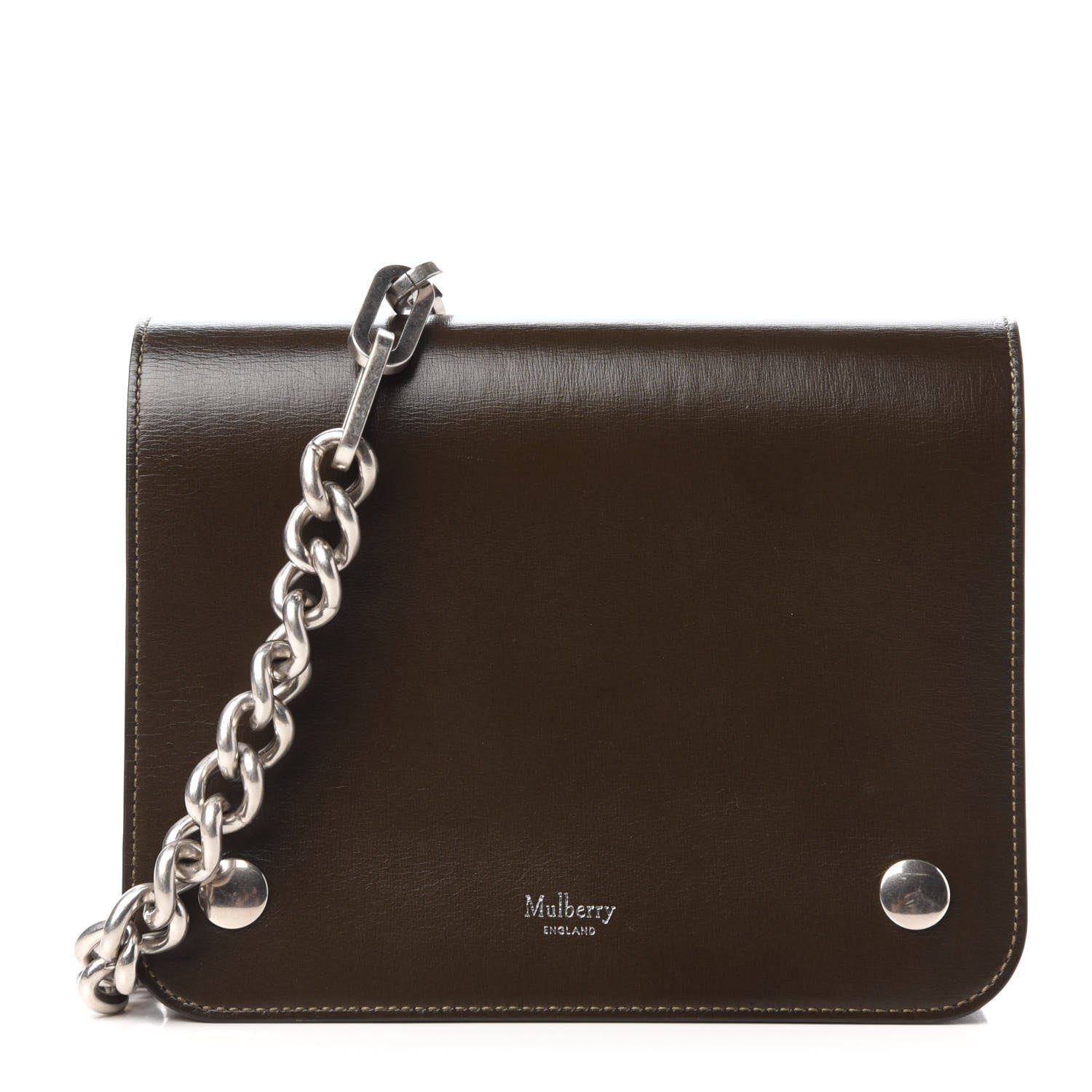 Mulberry Calfskin Crossboarded Clifton Flap Dark Brown 1 of 9
