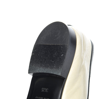 Chanel Goatskin Cap Toe Bow CC Ballerina Flats 36.5 Ivory Black 10 of 24