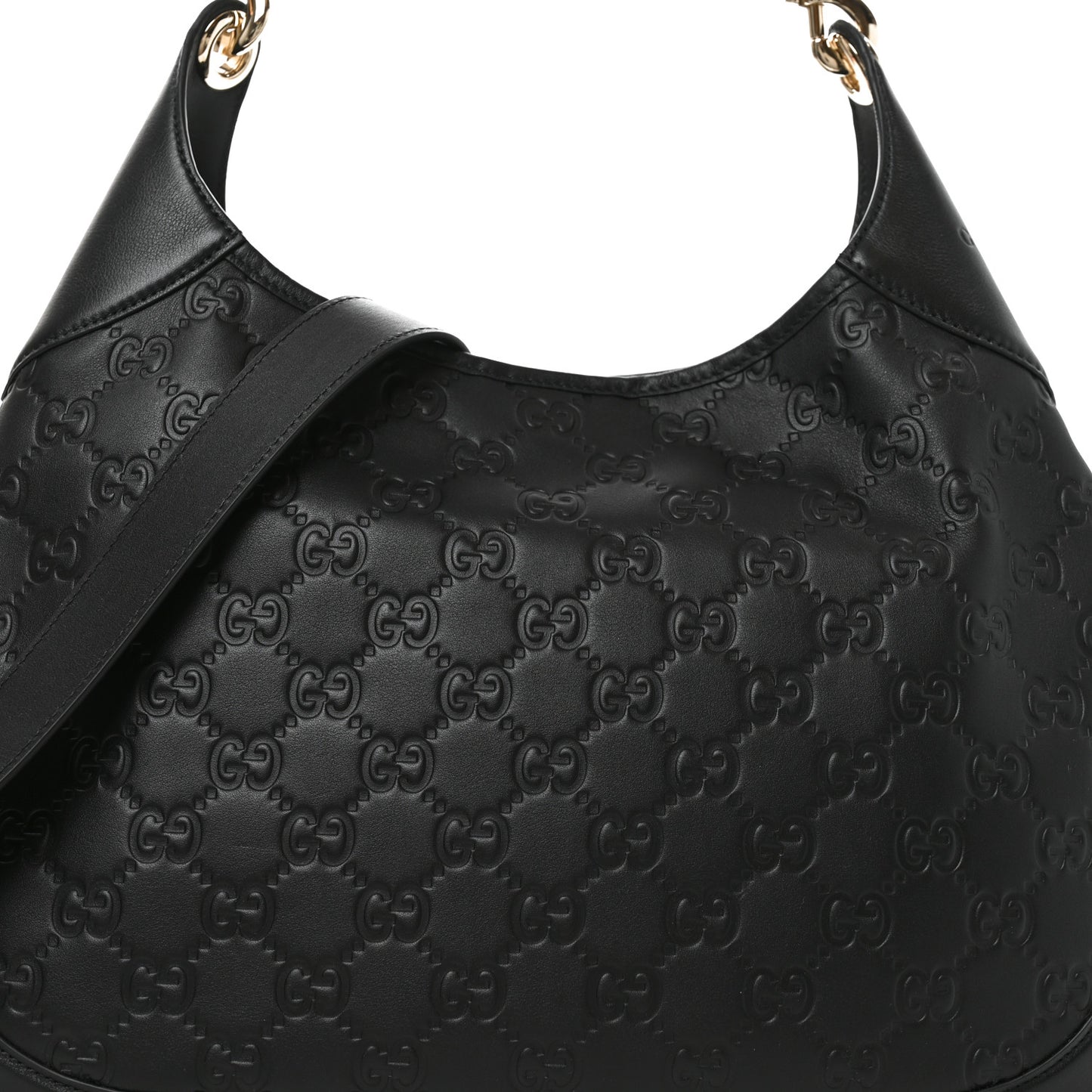 GG Calfskin Embossed B Medium Shoulder Bag Arabella Black