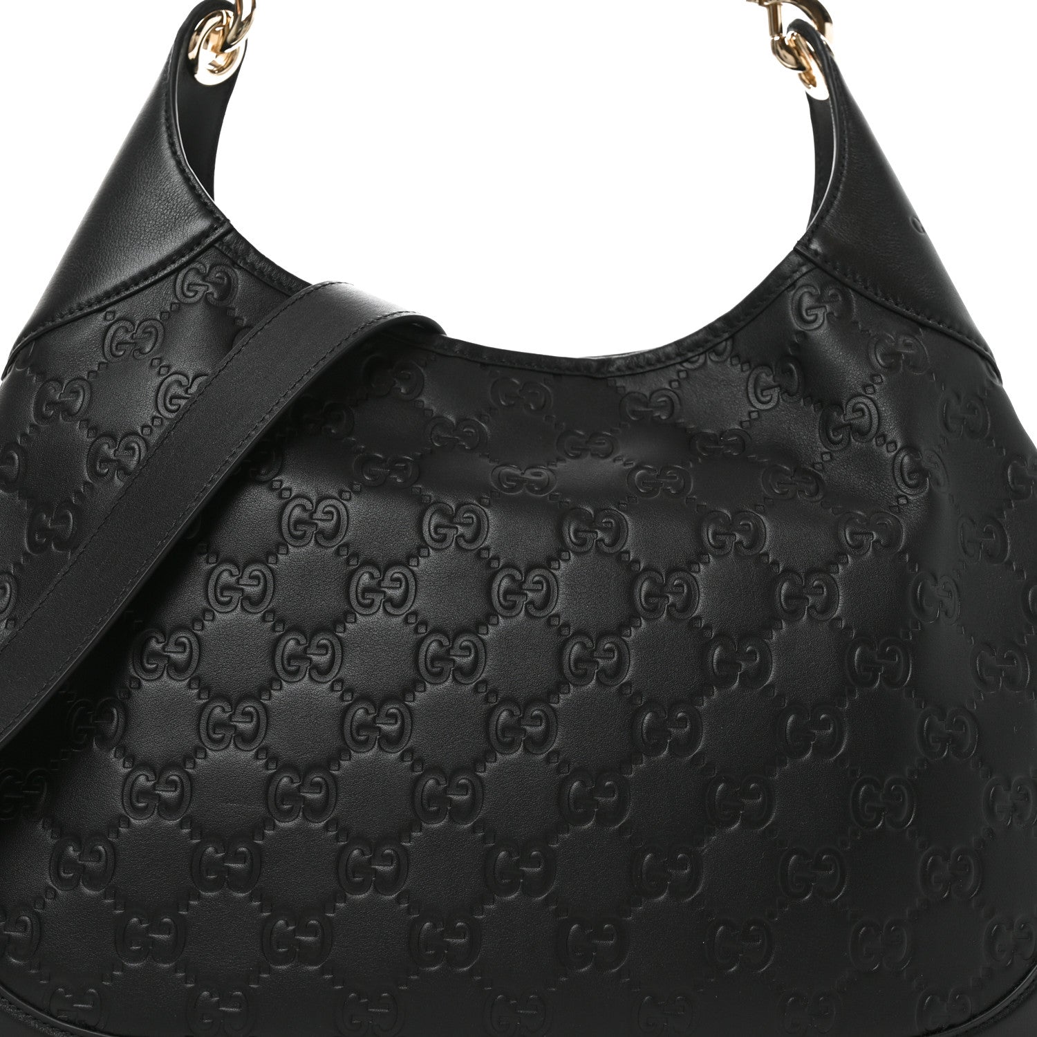 Gucci GG Calfskin Embossed B Medium Shoulder Bag Arabella Black 8 of 10