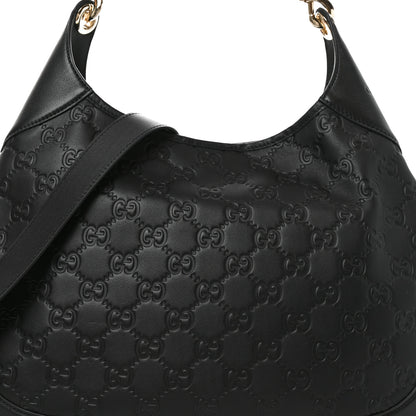Gucci GG Calfskin Embossed B Medium Shoulder Bag Arabella Black 8 of 10